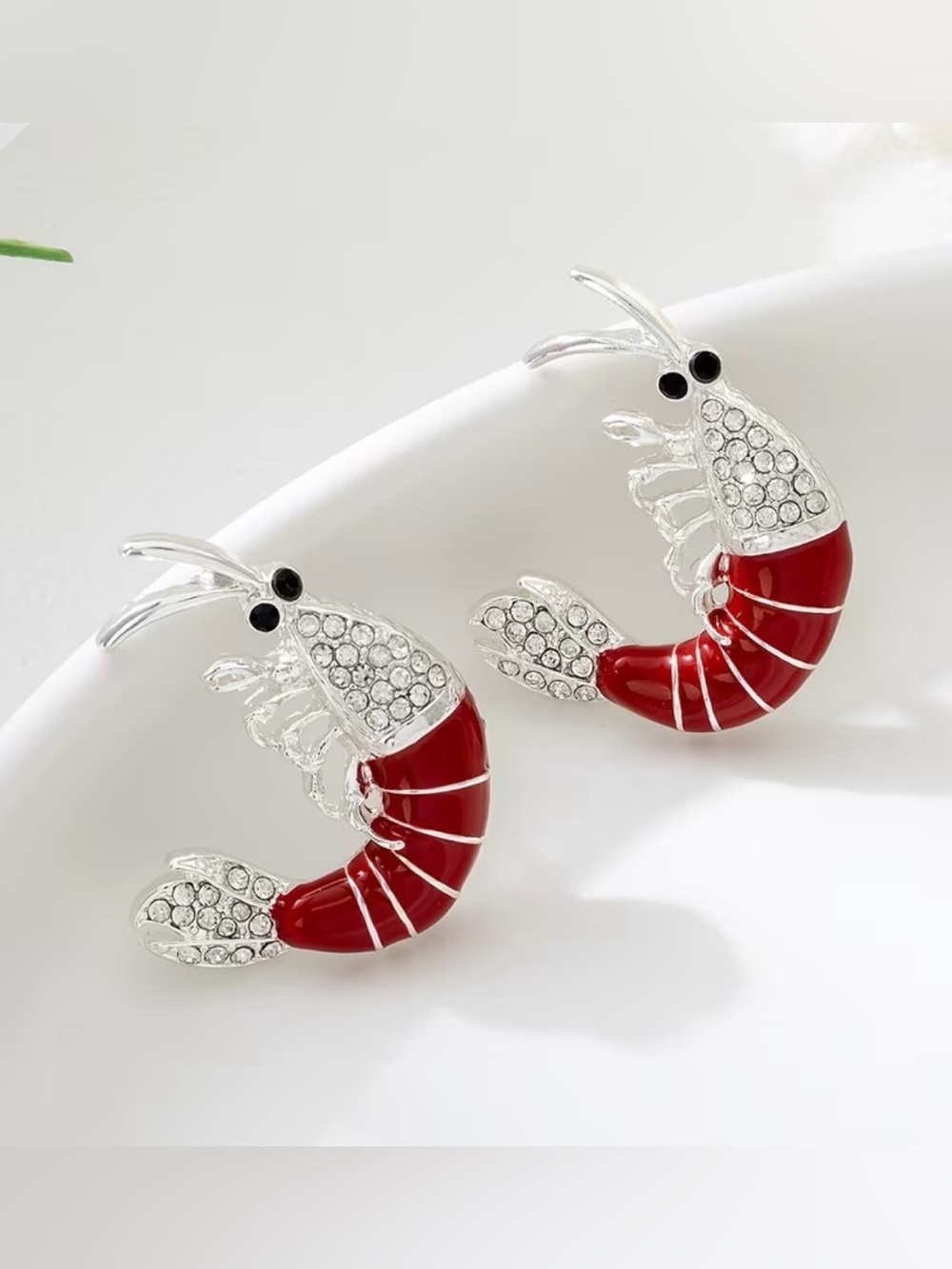 NEW! Unique Red Shrimp Crystal Drop Earrings 🦐 (A0-24)